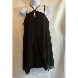 BCBGeneration Dress Womens Sz‎ L Black Strappy V-Neckline Layered Flowy Evening